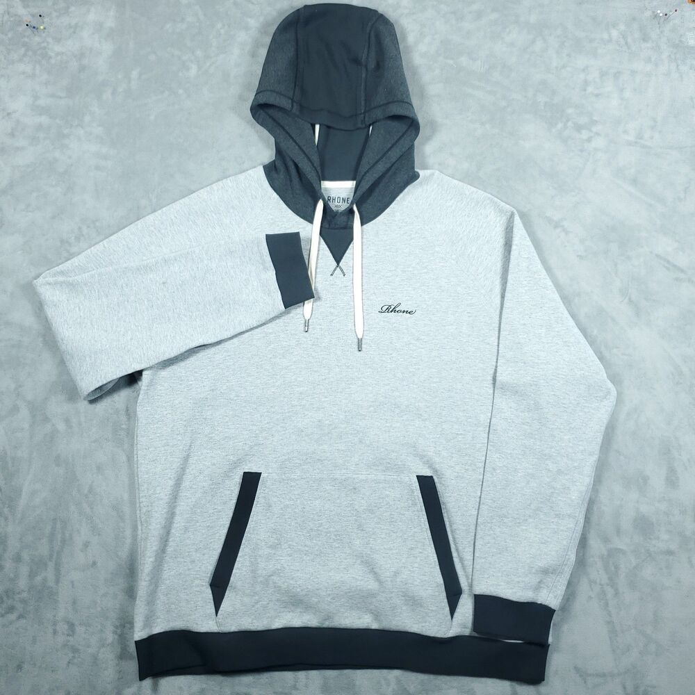 Rhone Heritage Hoodie Mens XXL Grey/Black Performance Pullover w/Pockets Casual